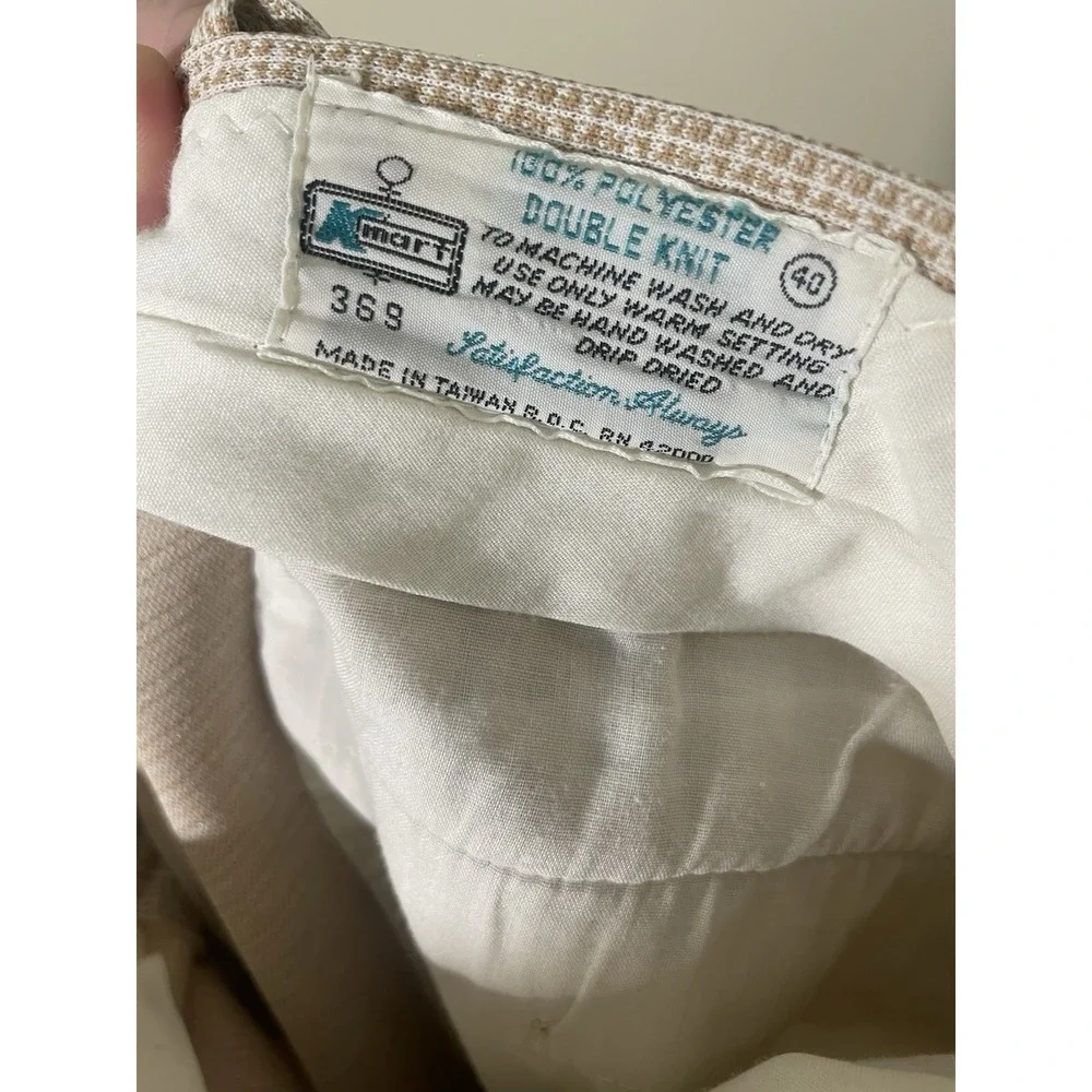 VTG 70s Kmart Fashion Award Polyester Shorts Tan Textured Double Knit 40 Grandpa